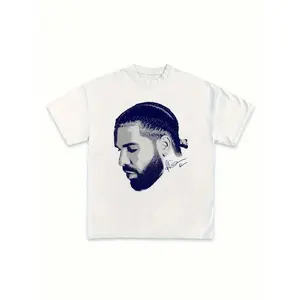 Drake Rapper Graphic White Cotton-Shirt - Unisex Hop Style Crew Neck Short Sleeve, Loose Fit Casual Sports Tee Men & Women, All-Season Comfort, Hop Shirt, Streetwear Fashion, Urban Fashion, Soft Material, Streetwear Lovers