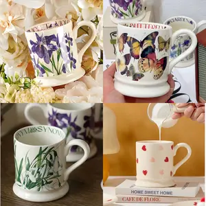 FANCYSURE Watercolor mug Handmade Ceramic Beautiful Butterfly Gift Half-Pint Coffee and Tea Mug