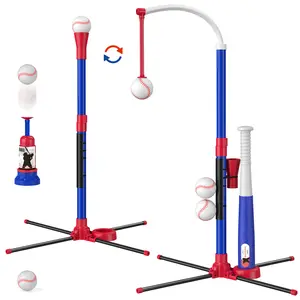 HYES 3-in-1 Baseball Set for Kids 3-5 - Tee Ball Stand, Hanging Tee, Ball Launcher and 6 Softballs - Adjustable Hei Easter Giftsght, Indoor/Outdoor Sport Gifts for Boys Girls, kids outdoor play