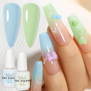 AWStorG 2Pcs/Set 15ml High Pigmented, Trendy Blue & Green Nail Gel, Soak-Off LED/UV, Vibrant Colors DIY Home Salon Nail Art
