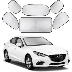 Car Window Shade, 6Pack Set Auto Sun Shades for Side Window Front and Rear Windshield with Storage Pouch for Car, SUV, Van, Truck, Full Sun Protection, Block UV Rays, Keep car Cool (59.5"x27.6"/6PCS)