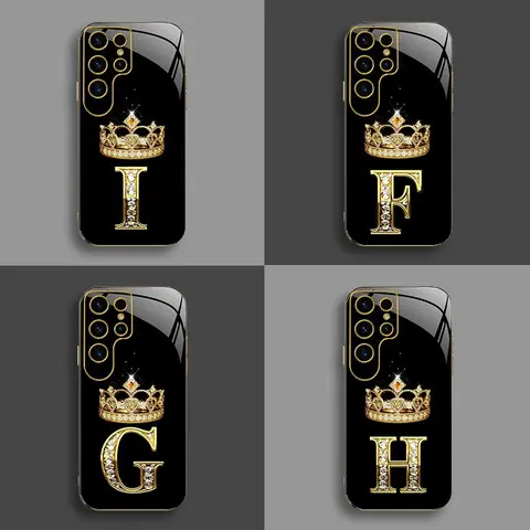 Galaxy S23 Ultra Shockproof Cellphone Case, High-End Crown Electroplated Gold Edge Phone Cover Casing, Business-Style, Explosion-Proof, Anti-Fall, Anti-Fingerprint, Affordable Mobile Phone Accessories-888