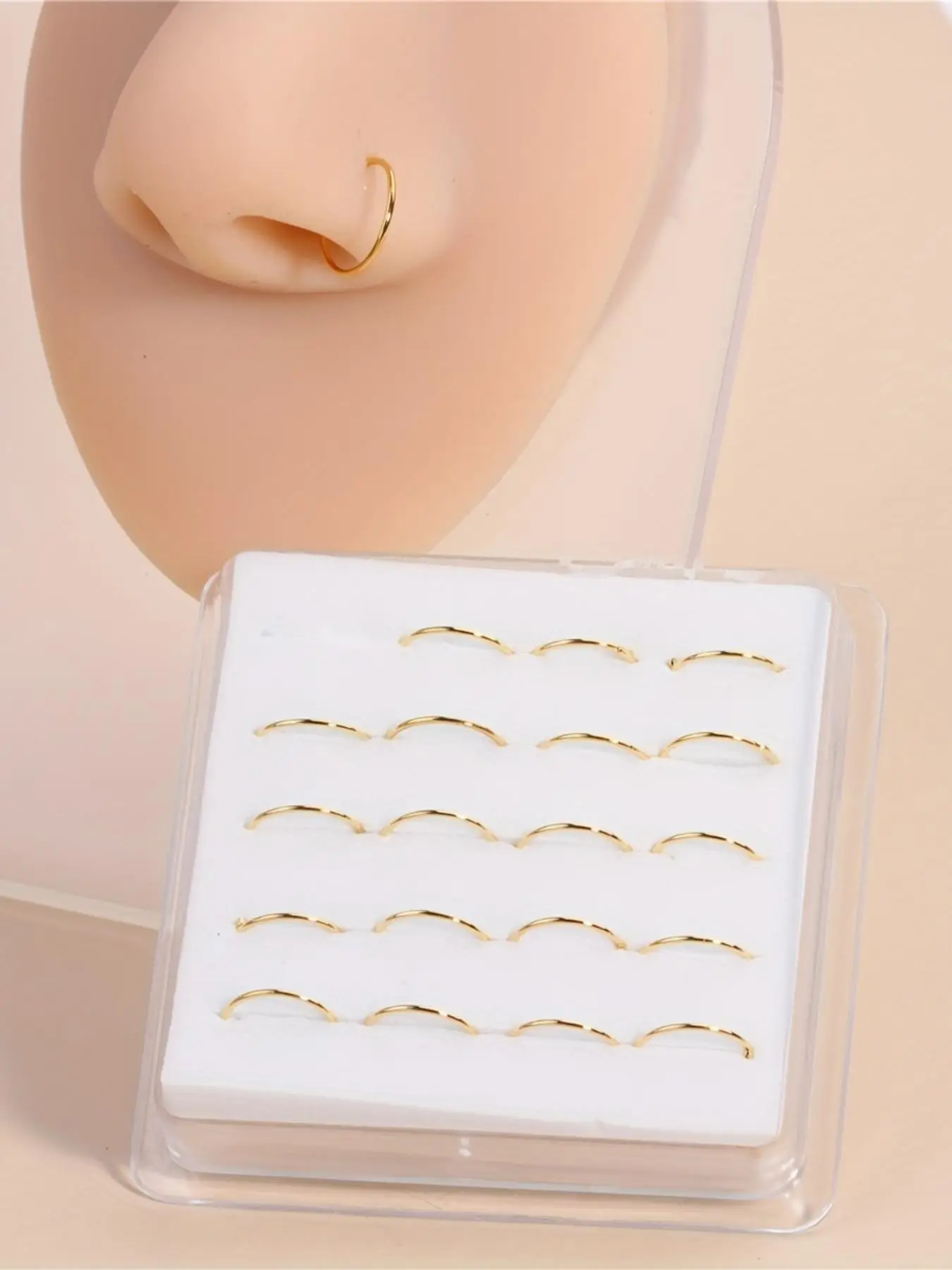 20pcs/box Unisex Simple Style Nose Rings, Minimalist Trendy Hoop Nose Rings, Fashionable Body Jewelry for Women & Men for Daily Decoration
