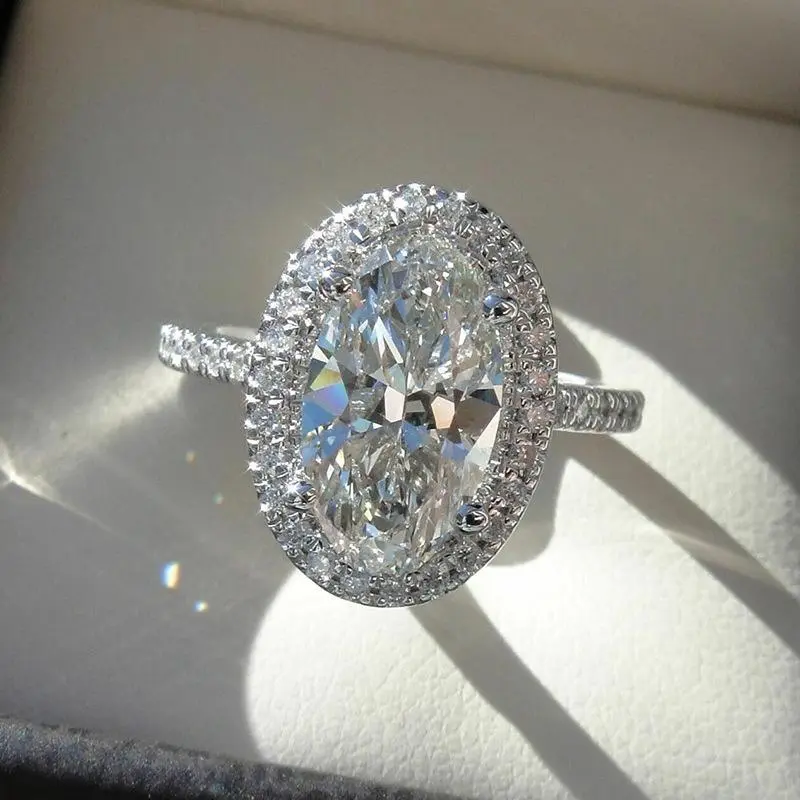 Real Moissanite 925 Sterling Silver Ring For Women Square Round 1CT 2CT 3CT Brilliant Diamond Finger Band Wedding Jewelry Gift