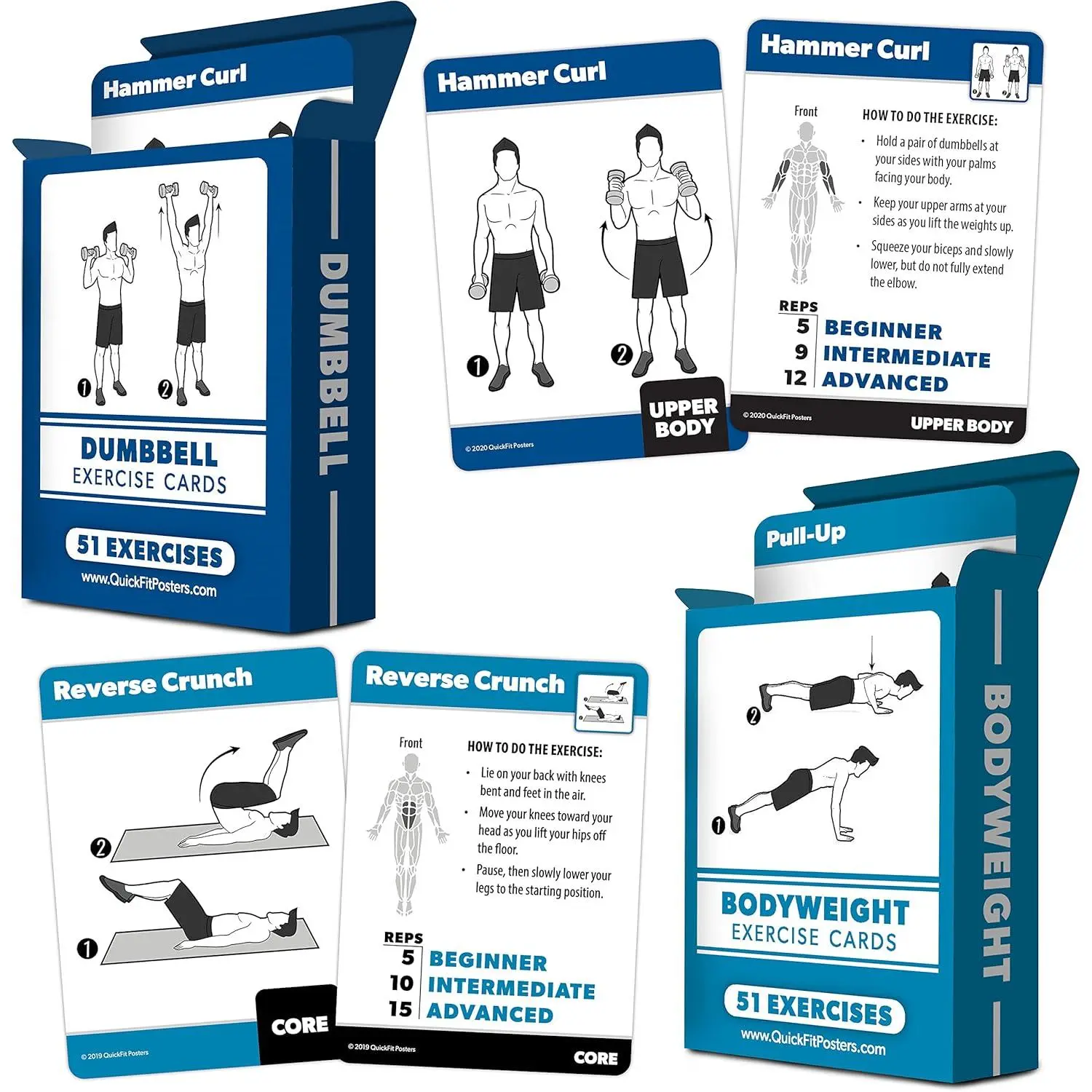 2 Pack - Bodyweight & Dumbbell Fitness Workout Cards - Over 100 Exercises JianShuLuxe
