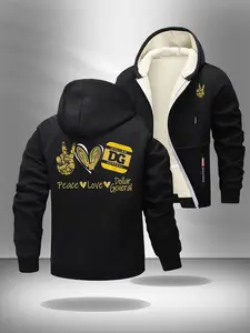 “Funny Peace Love Dollar General Fleece-Lined Zip-Up Hoodie – Black Double-Sided Meme Humor Graphic Hoodie, Warm Sherpa Lined Top, Perfect Gift for Meme Humor Fans & Casual Style Enthusiasts”