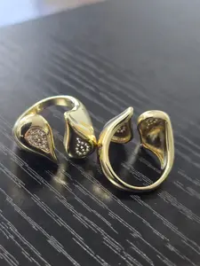 Sorgalim 14-Karat Gold-Plated Fashion Accessory Set - Versatile Earrings, Modern Shiny Rings, Costume Jewelry for Daily Wear & Special Occasions