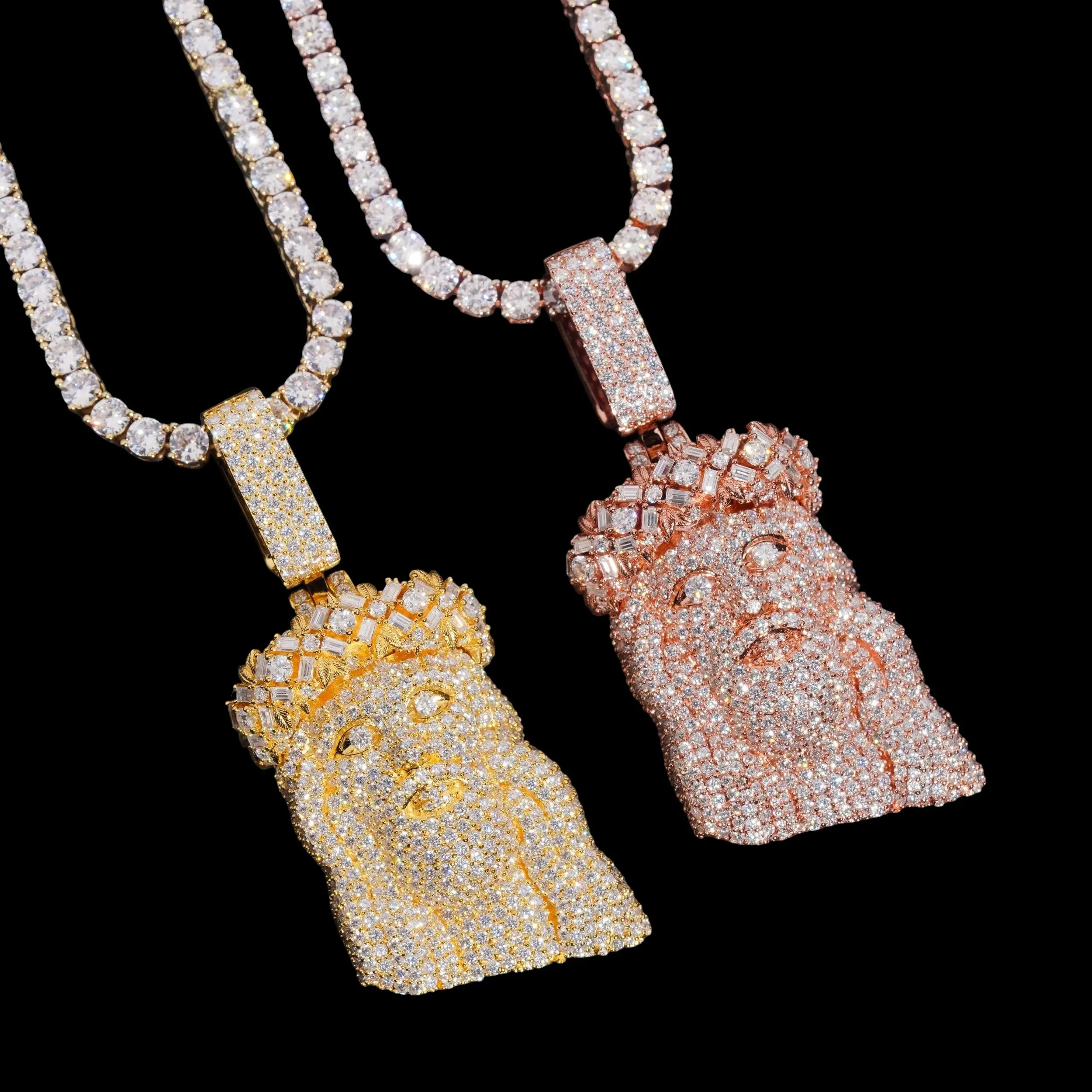Multi-Shaped Crown of Thorns Jesus Pendant Lab Diamond – 14k Gold