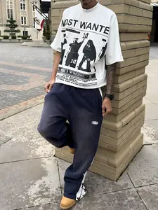 Men's Oversized Graphic Print Long T-Shirt, Menswear Casual Fashion Streetwear, Outdoor Sports Campus Style, Simple Trendy Design