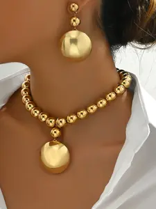 Elegant Ball Pendant Necklace & Earrings Set, Trendy Jewelry Accessories for Women, Perfect Gift Idea, Fashionable Jewelry Set