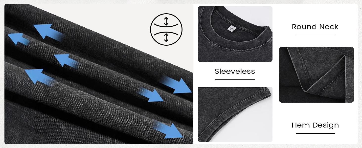 Arssm 3-Pack Unisex Acid Wash Tank Tops – Sleeveless Cotton Muscle Tees, Cut-Off Loose Fit Vintage Streetwear for Summer Layering & Casual Wear