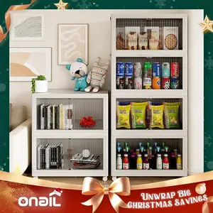 ONAlL Foldable Storage Box with Lid,StackableHousehold Storage Holders withWheels Organiser ecnl shoebox