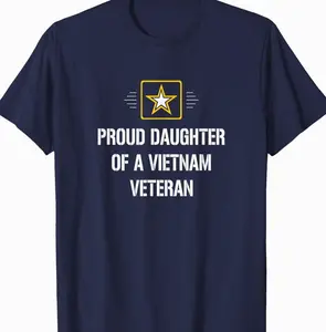 Proud Daughter Of A Vietnam Veteran T-shirt for Women Patriotic Military Family USA Flag Veterans Day Trendy Gift for Veterans Short Sleeve Tees