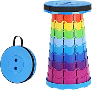 Round Rainbow - Portable Camping Stool | Lightweight Collapsible for Outdoor, Picnic, Beach, Travel, Hiking - Durable & Compact Design Folding Stool