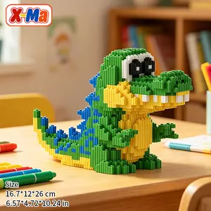 Kawaii Crocodile Micro Brick Building Kit - Colorful Green Dinosaur DIY Toy Perfect Gift for Animal Lovers & Desk Decor