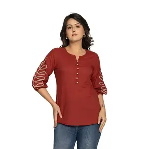 Be Unique Wear Women 3/4 Sleeve Cotton Top Blouse Womenswear