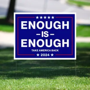 Enough Is Enough Yard Sign, Enough Is Enough Take America Back 24” X 18” Yard Sign with Tall 24" H-Stake