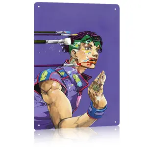 JoJo's Bizarre Adventure 8x12in Aluminum Sign, Giorno Giovanna Anime Metal Plaque, High-Quality Home Wall Decor, Birthday Gift for Teen Fans
