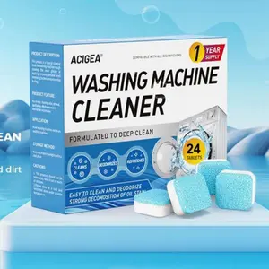 ACIGEA 24PCS Washing Machine Cleaner - Deep Cleaning, Descaling & Deodorizer for Drum & Washing Tub Internal Seals, 1 Year Supply,Deep Cleaning Tablets For HE Front Loader & Top Load Washer