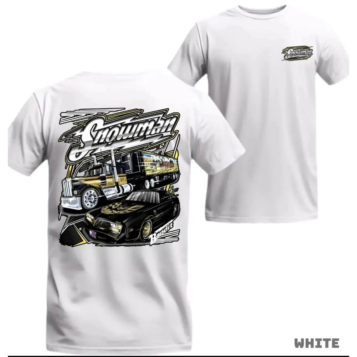 Men's Screen-Printed Smokey and the Bandit Shirt, Retro Short-Sleeve with a Fitted Cut and Round Neck for Him, Graphic Print, Cotton, Cargo