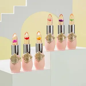 6-Piece Transparent Moisturizing Jelly Flower Temperature-Change Lipstick Set, 6pcs True Flower Jelly Color-Changing Lip Balm Kit