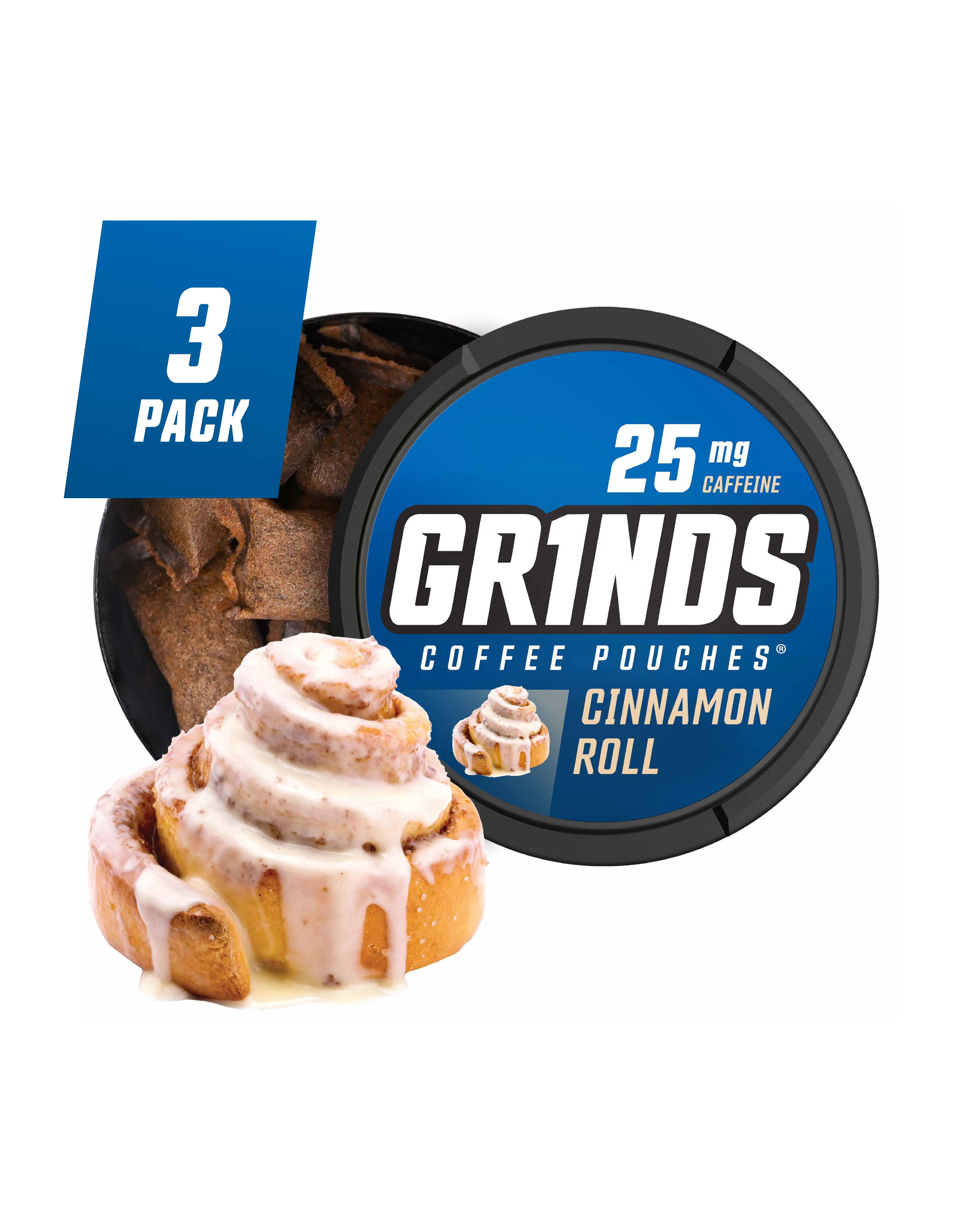 Grinds Coffee Pouches - Cinnamon Roll (Pack of 3) Grinds Coffee Pouches - Cinnamon Roll (Pack of 3)
