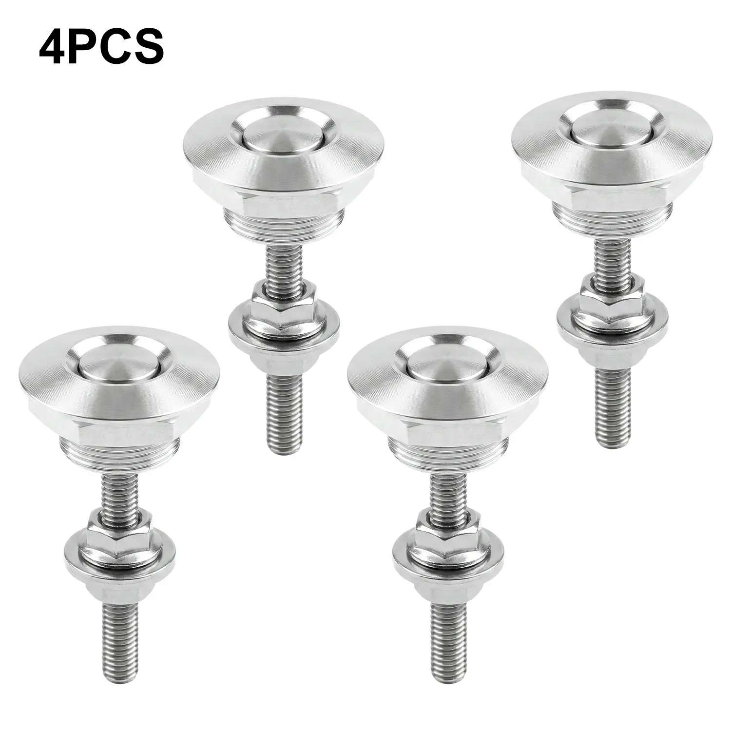 4Pcs Universal Aluminum Quick-Release Lock Latches, 1.25-Inch Diameter Silver Vehicle Fasteners for Bumper, Hood and License Plate