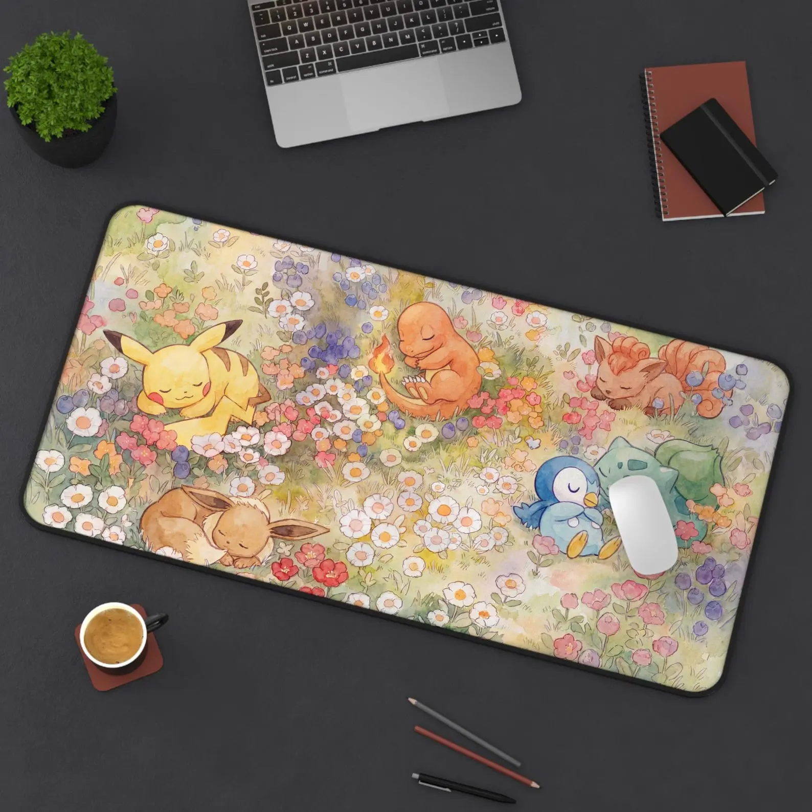 Sleeping PKM Grass Meadow Mousepad Anime Desk Mat Large Mousepad Gaming Pad Expansion Playmat