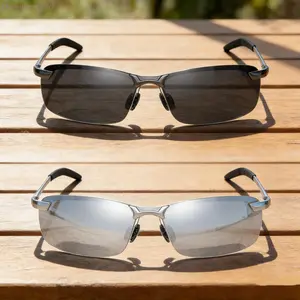 2 Pcs Classic Metal Half Frame Polarized Sunglasses for Men Retro UV400 Protection Luxury Designer Eyewear Perfect for Driving Fishing Outdoor Daily Wear