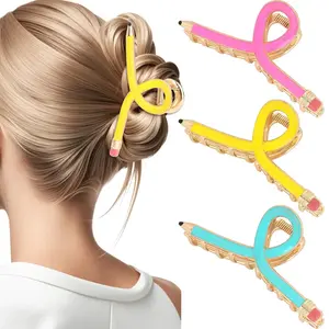 Pencil Hair Claw Clips for Women Thick Hair Funny Back to School Hair Clips for Thin Hair Jaw Barrettes Cute Teacher Hair Accessories Teacher Appreciation Gift Party Costume Christmas