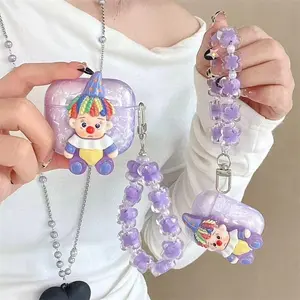 Cute Clown Baby Doll Design Earphone Case with Bracelet, Earphone Protective Cover, Earphone Accessories Compatible with AirPods, Headset
