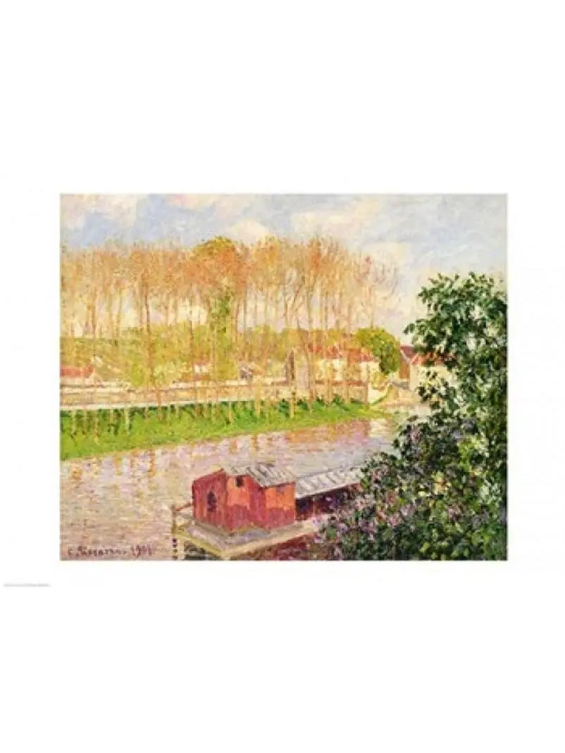 212 MAIN Camille Pissarro Sunset at Moret-Sur-Loing 1901 Impressionist Art Poster Print, 24x18 in, Sunset Scene Room Inspo Home Decor, Gifts for Boyfriend