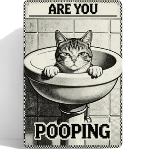 Vintage Aluminum Metal Sign - 8x12 Inch - Retro Funny Style Decor -ARE YOU POOPING -Easy to Hang, Perfect for Home, Restroom, Office, Garden, Coffee Shop