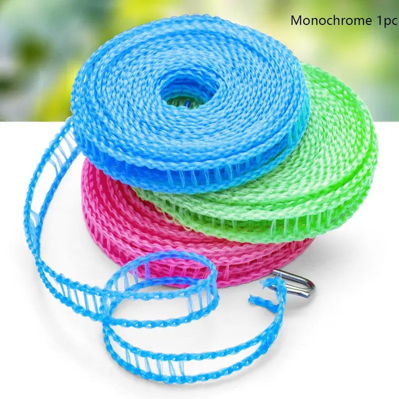 Non-Slip Windproof Home Laundry Clothesline Fence, Blue Outdoor Hanging Rope, No Drilling Required, Various Lengths Available in 3/5/8/10m