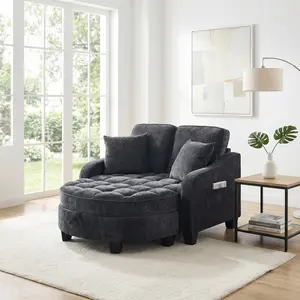 ELSEADY 3-in-1 Sectional Sofa Bed - 2-Pack 2-Seater Loveseat Couch with Storage Footrest, Built-in Side Pocket, Sofa Sleeper for Apartment, Living Room (7 Colors) Indoor Furniture