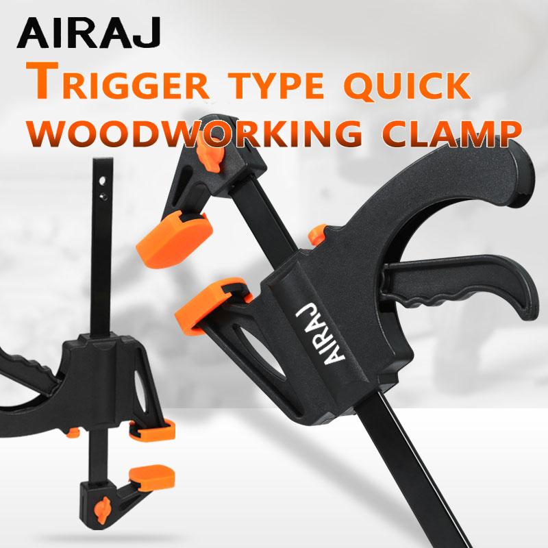 AIARJ Clamp, 10pcs Woodworking F Clamp 4Inch Bar F Clamps Clip Wood Carpenter Tool Grip Quick Ratchet Release Squeeze Woodworking DIY Hand Tool Kit Projects Safety