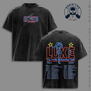 LCombs My Kinda Saturday Night Tour 2026 Washed T-Shirt, Country Concert Graphic Tee, Vintage Neon Western Shirt, Retro Music Tour Merch, Oversized Acid Wash Streetwear