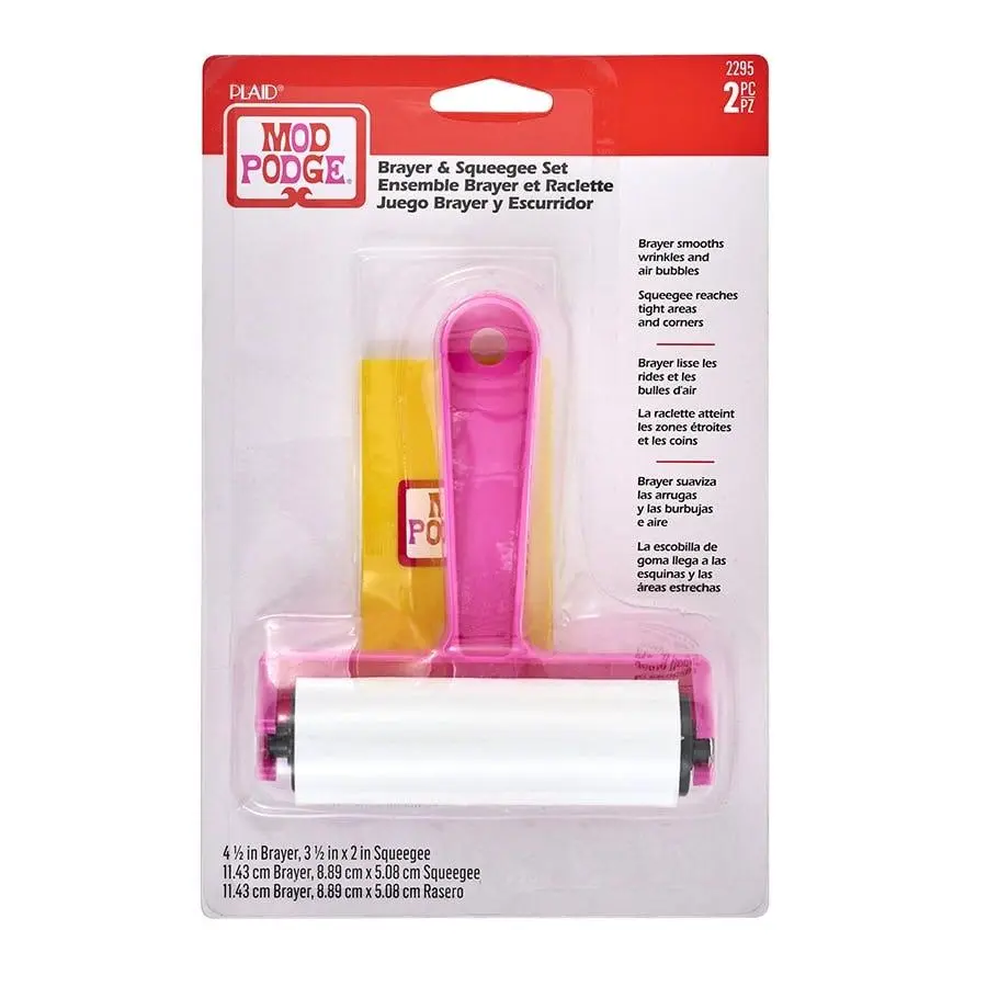 Mod Podge Professional Decoupage Tool Set (2295) - Trusted Brand 2-Pc Durable Tool Set with Brayer, Squeegee, Durable Rubber Roll, Minimizes Wrinkles, Removable Parts, Easy Cleanup for Smooth Surfaces, Wrinkle-Free