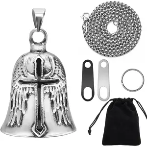 Motorcycle Guardian Bell Keychain – Good Luck Ride Bell Protection Charm, Guardian Angel Biker Bell Gift for Men