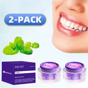 2PCS Purple Whitening Tooth Powder, Deep Cleaning Oral Freshness, Teeth Whitening, Portable Home Travel Use Toothpowder , Non-Toxic, 12g Teeth White Toothpowder, Teeth Brightening Booster