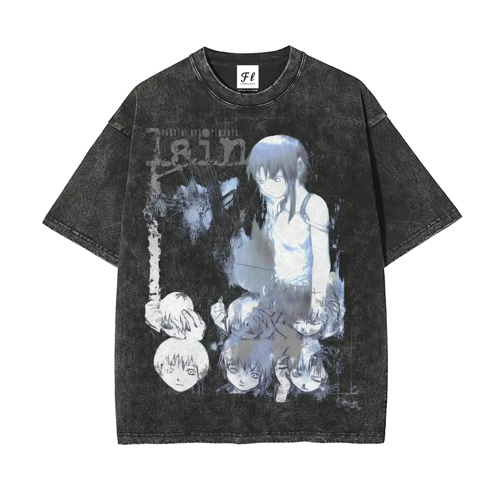 Serial Experiments Lain Anime Vintage Washed Heavyweight Cotton T
