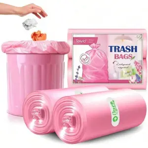 Teivio 1 Gallon(Fit 0.5-1 Gal)110 Counts Strong Tiny Trash Bags Garbage Bags, Bathroom Trash Can Bin Liners, Small Plastic Bags Home Office Kitchen, Fit 5 Liter, 0.5-1 Gal (Pink)