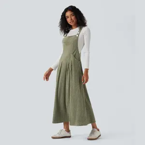 Halara Ribbed Knit Casual Pinafore Dress with Pockets