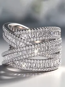 1Pc Gorgeous Ring Solitaire Stackable Rings For Women For Wedding Engagement Anniversary Jewelry Valentine's Day Gift