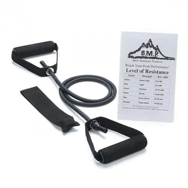 Black Mountain Products Black L - A 15-20 lbs. Single Resistance Band- Black, Portable Gym Accessory