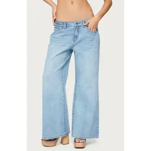 Edikted Women's Petite Low Rise Wide Leg Jeans