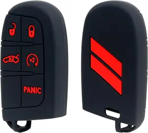 Key Fob Cover for Dodge Accessories 5 Button Key Fob Case for Dodge Charger Challenger Dart Durango Journey Replacement Remote Control 3 4 5 Buttons Key Fob  (Bright Red Design, 2PCS)