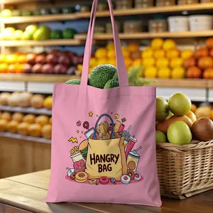 "HANGRY BAG" Funny Food-Themed Tote Bag - Cute Multifunctional Organizer Pouch for Makeup, Snacks, Charging Cables, Candies & Small Items | Perfect Gift for Birthdays, Christmas, Valentine’s Day, Mother’s Day, Father’s Day, Thanksgiving