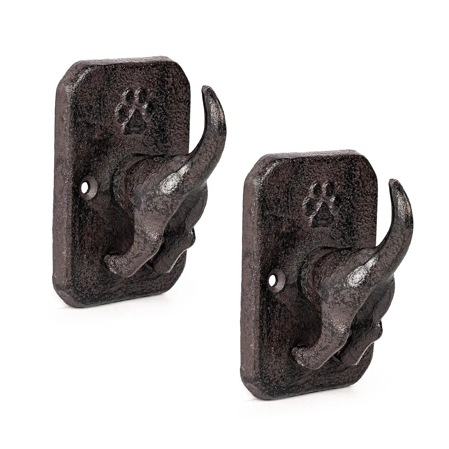 Sungmor Vintage Cast Iron Dog Tail Wall Hooks, 2 Pack Dark Brown Hangers Rustic Heavy-Duty Wall Hanger, Decorative Dog Butt Coat Hook for Towels, Keys, Leashes & Home Décor