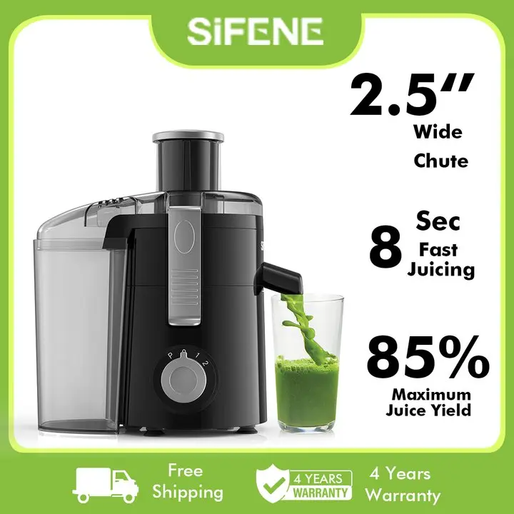 SiFENE Compact Juicer Machines, Centrifugal Juice Extractor for Fresh Fruit & Vegetable Juice, 3-Speed Settings, BPA-Free, User-Friendly & Easy Clean-up